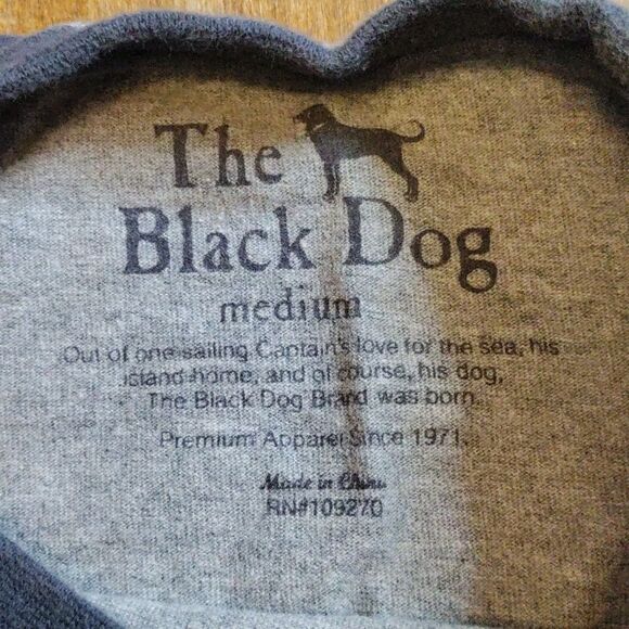 Black Dog Shirt Medium Raglan Long Sleeve Gray Orange Cotton Spring - Picture 4 of 6